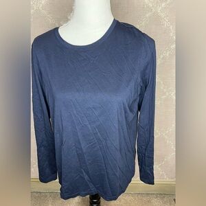 Lands' End Blue Long Sleeve Cotton Tee Size M/P NWOT